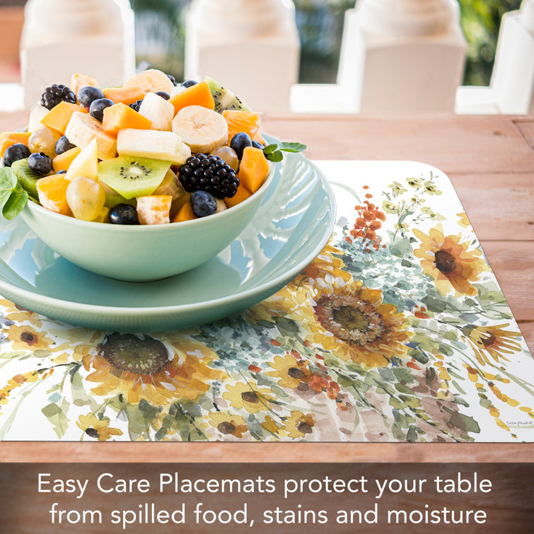 Sunflowers Forever Reversible Flexible Plastic Placemats Set