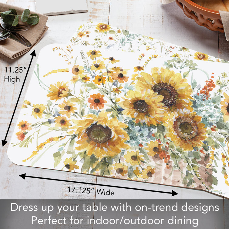 Sunflowers Forever Reversible Flexible Plastic Placemats Set