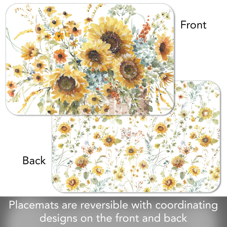 Sunflowers Forever Reversible Flexible Plastic Placemats Set