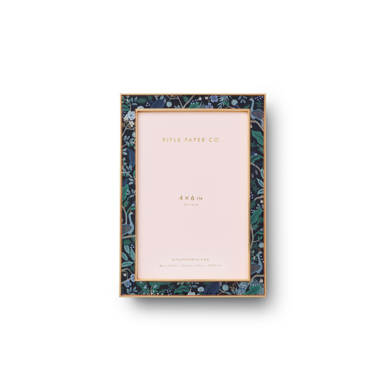 Peacock Print 4x6 Gold and Blue Paper Photo Frame
