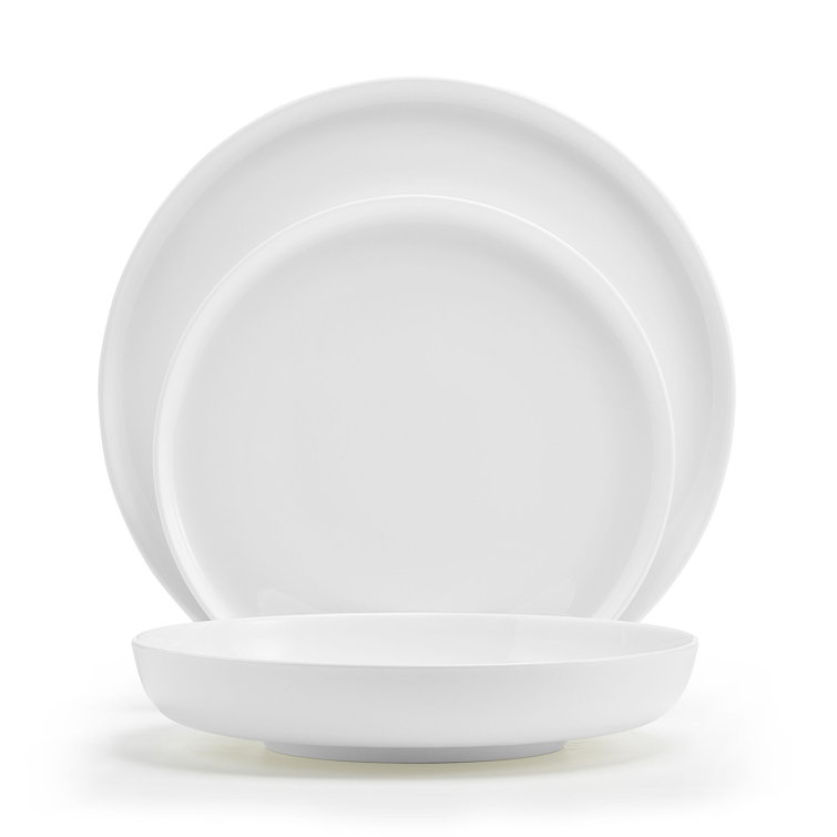White Porcelain 12-Piece Round Dinnerware Set, Service for 4