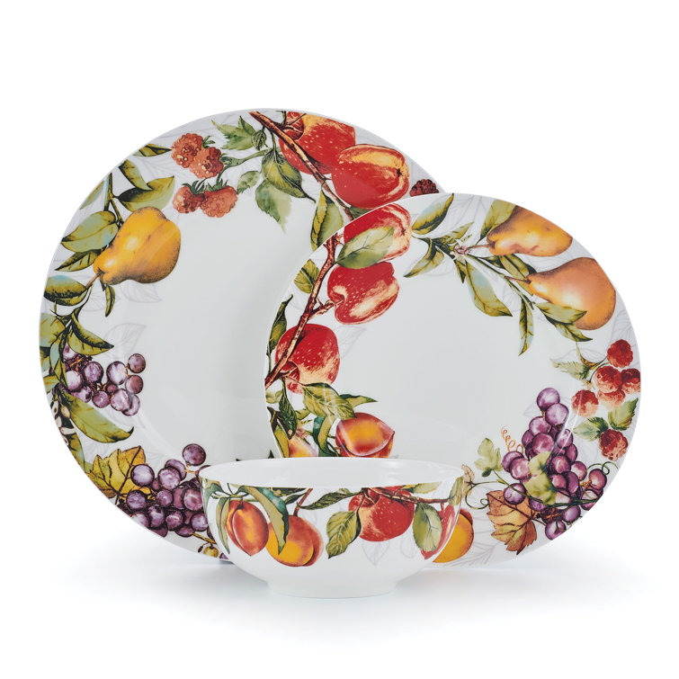 Orchard Floral Porcelain 12-Piece Dinnerware Set, Service for 4