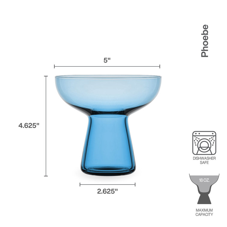 Phoebe Blue Glass Margarita Cocktail Set of 4