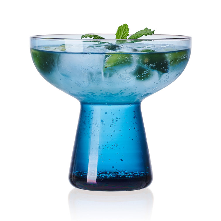 Phoebe Blue Glass Margarita Cocktail Set of 4