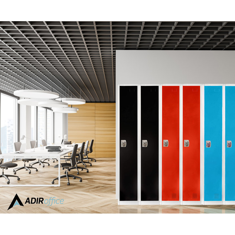 Red Steel Freestanding Locker with Adjustable Shelving