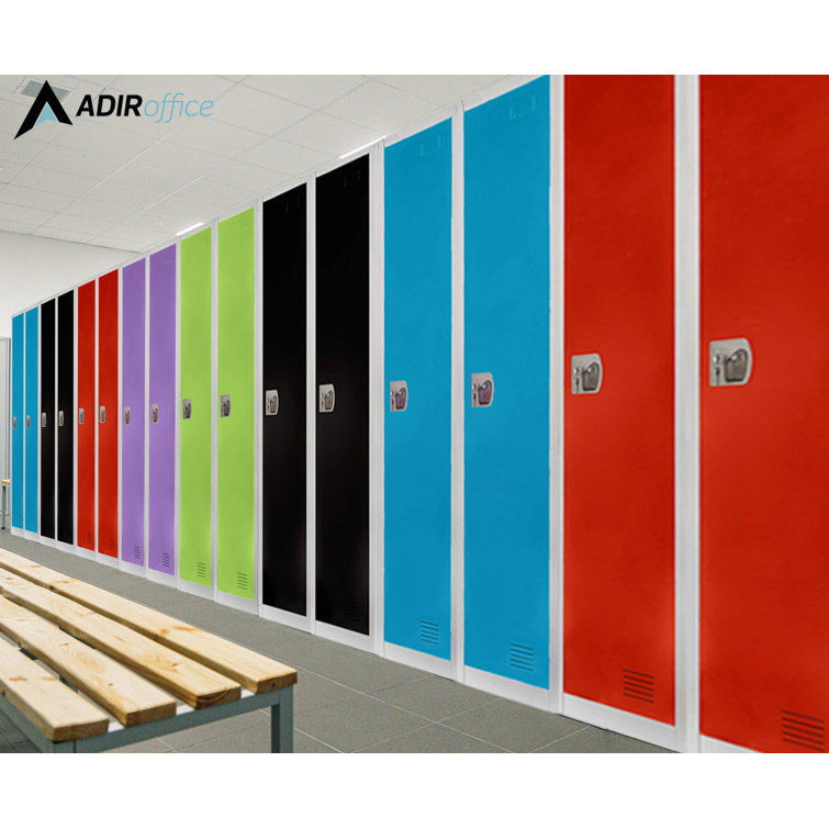 Red Steel Freestanding Locker with Adjustable Shelving