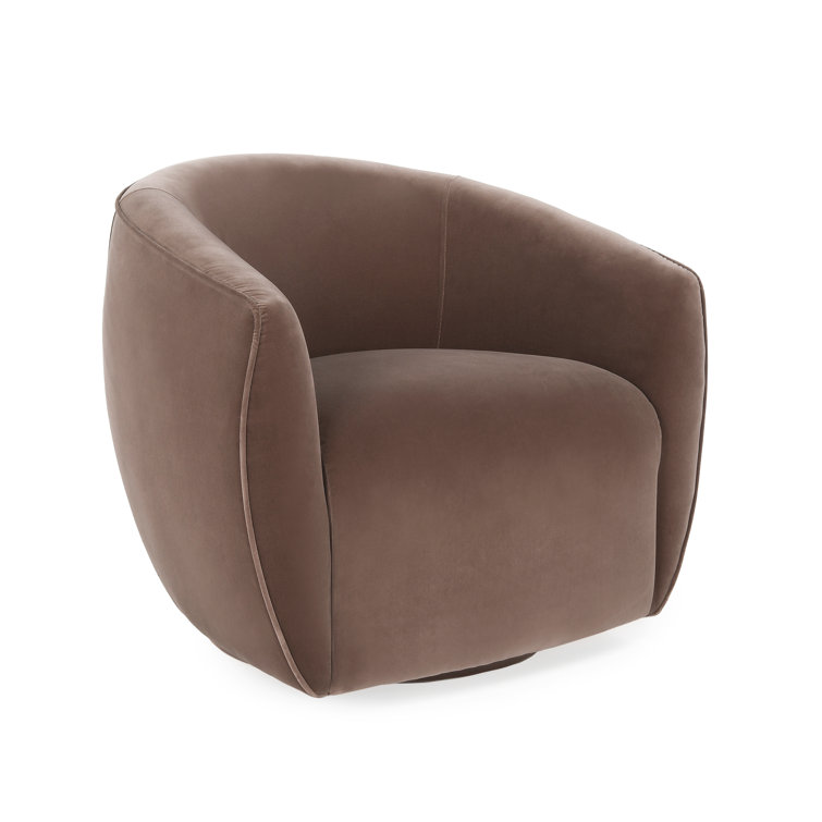 Harper Brown Velvet Swivel Barrel Accent Chair