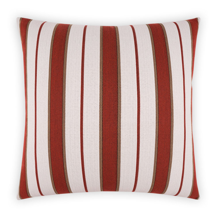 Red and Beige Striped Feather Reversible Throw Pillow 22" x 22"