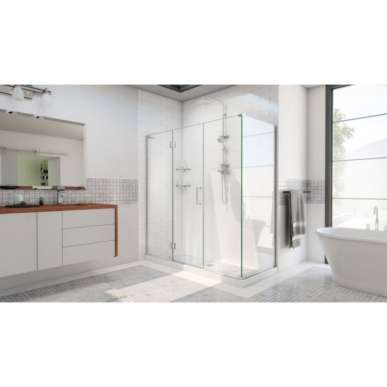 Unidoor-X 52" x 72" Frameless Hinged Shower Door in Clear Glass