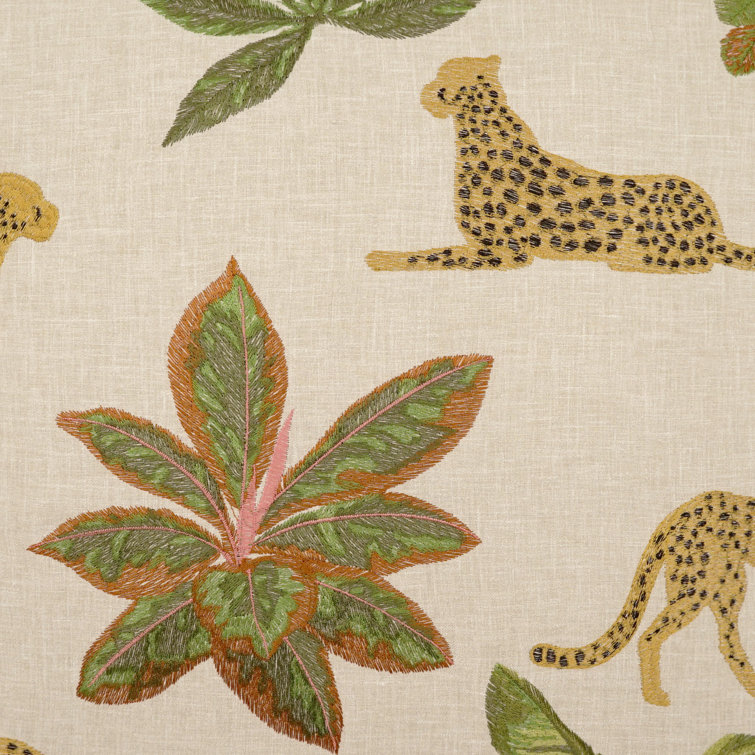 Ivory Jungle Print Embroidered Kids Throw Pillow 24x24