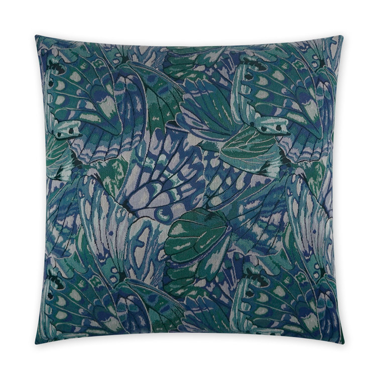 Mabel Blue and Green Butterfly Decorative Throw Pillow