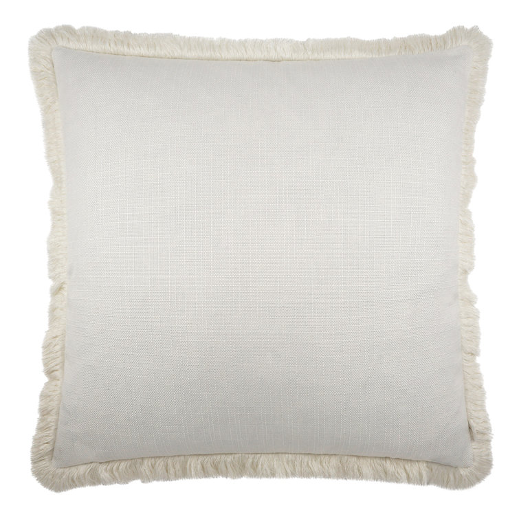 Off-White Rectangular Fringe Decorative Throw Pillow