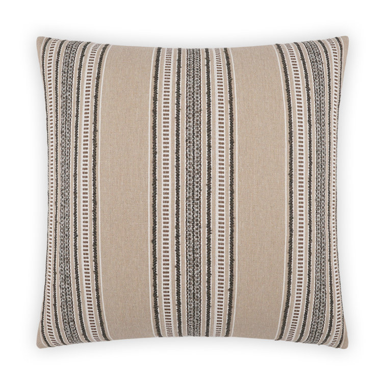Bella Beige and Black Striped Square Throw Pillow