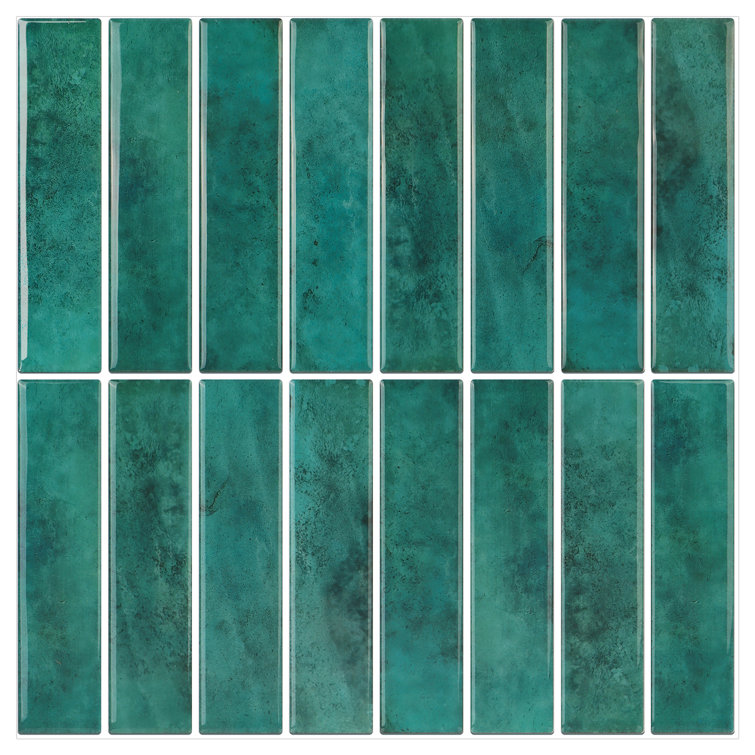 Green Gradient Vinyl Peel and Stick Mosaic Tile Sheet