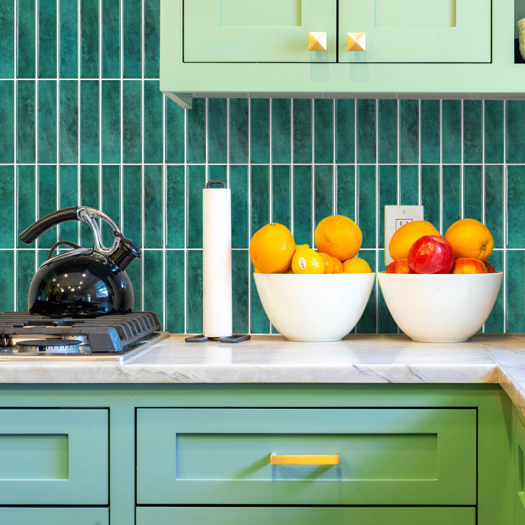 Green Gradient Vinyl Peel and Stick Mosaic Tile Sheet