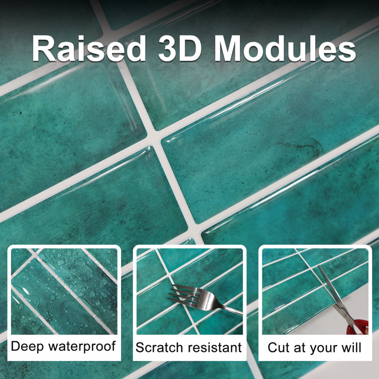 Green Gradient Vinyl Peel and Stick Mosaic Tile Sheet