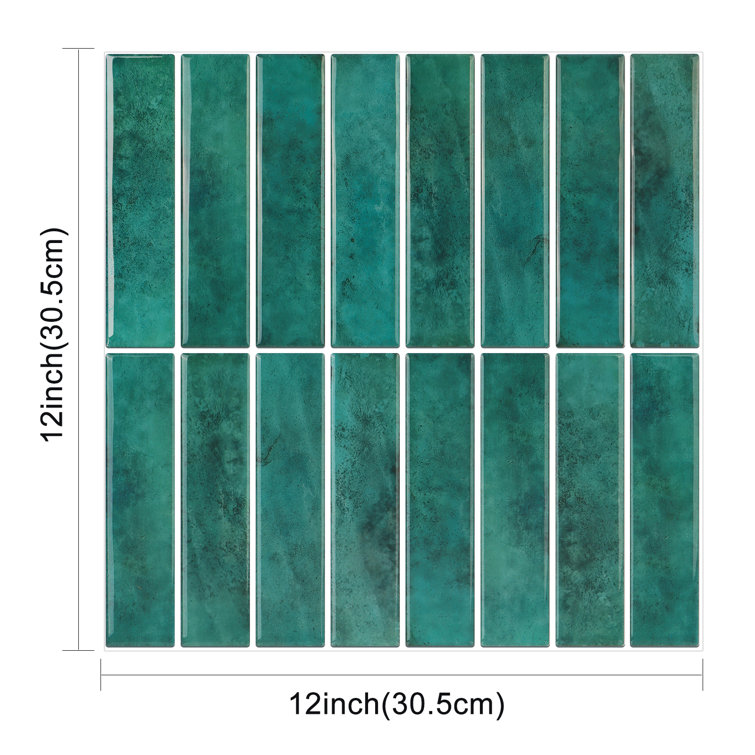 Green Gradient Vinyl Peel and Stick Mosaic Tile Sheet