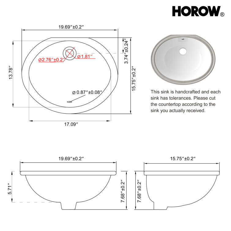 White Ceramic Oval Undermount Bathroom Sink with Overflow