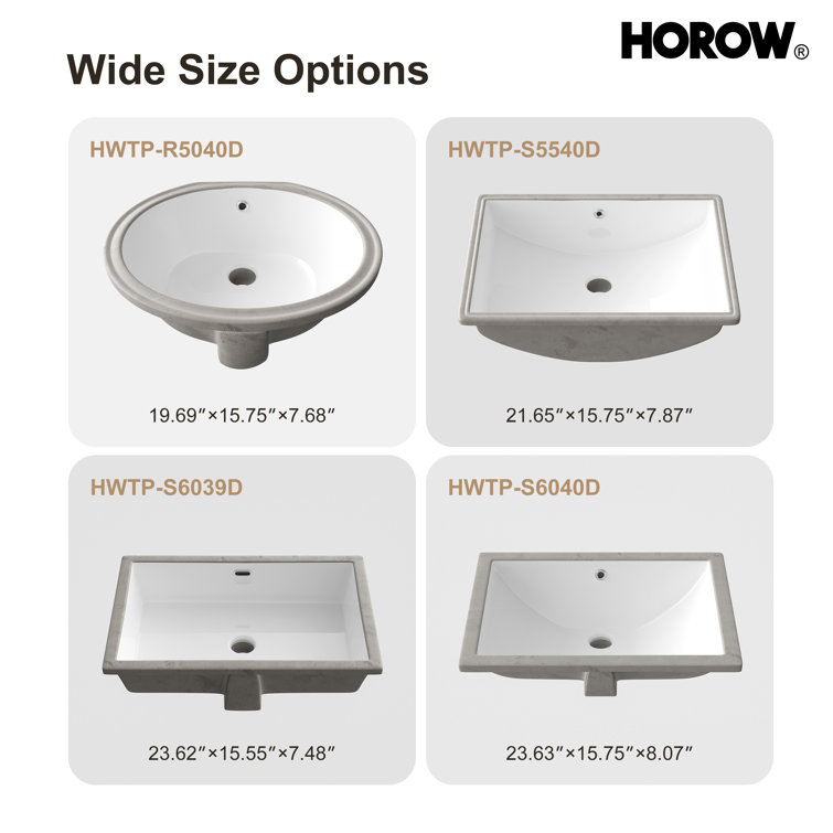 White Rectangular Ceramic Undermount Bathroom Sink with Overflow Hole