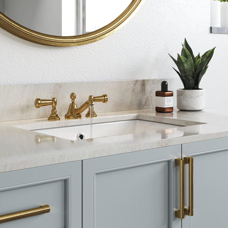 24 Inch White Ceramic Undermount Bathroom Sink with Overflow