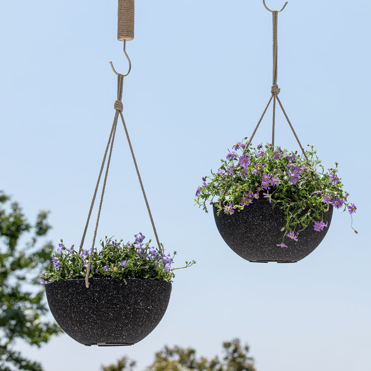 White Honeycomb 10" Hanging Planters with Nylon Rope, Set of 2