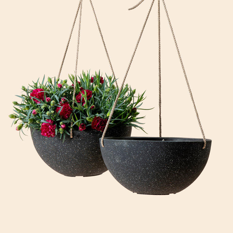 White Honeycomb 10" Hanging Planters with Nylon Rope, Set of 2