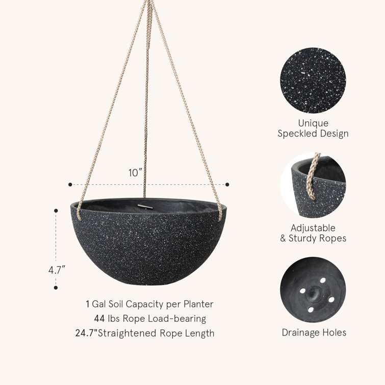 White Honeycomb 10" Hanging Planters with Nylon Rope, Set of 2