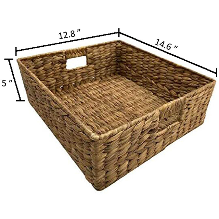 White Solid Wood End Table with Drawer and Wicker Basket
