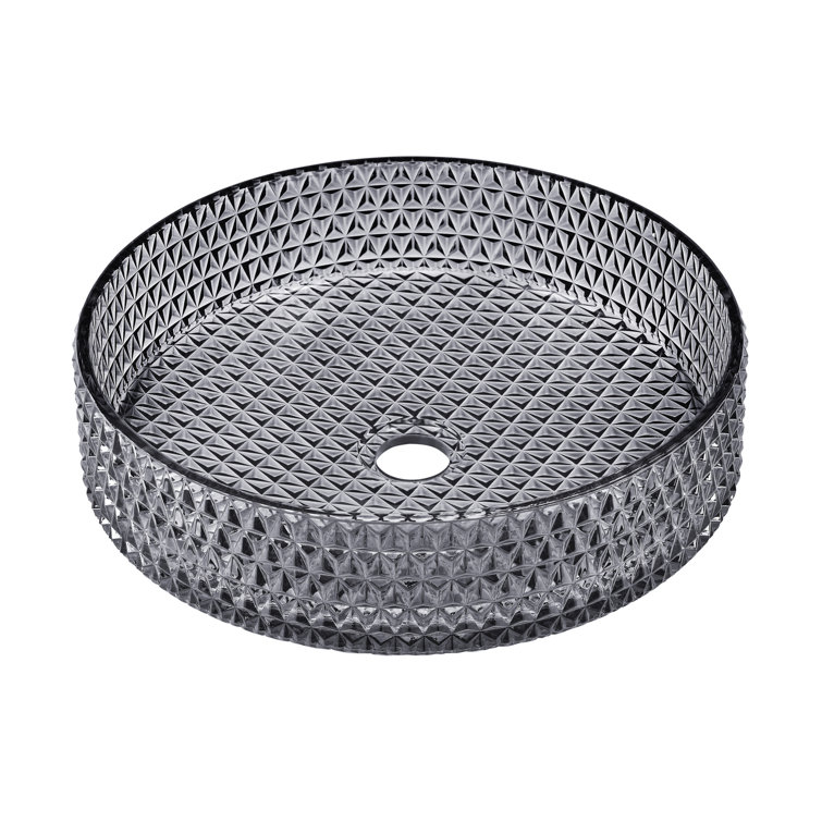 Caché 15.75" Round Black Textured Glass Vessel Sink