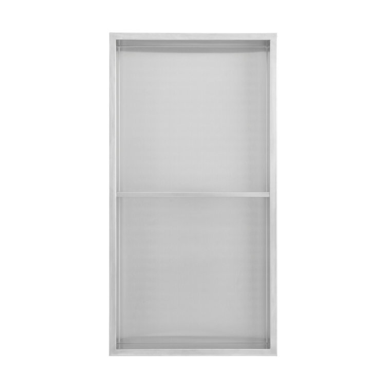 Voltaire Matte Chrome Stainless Steel Double Shelf Wall Niche