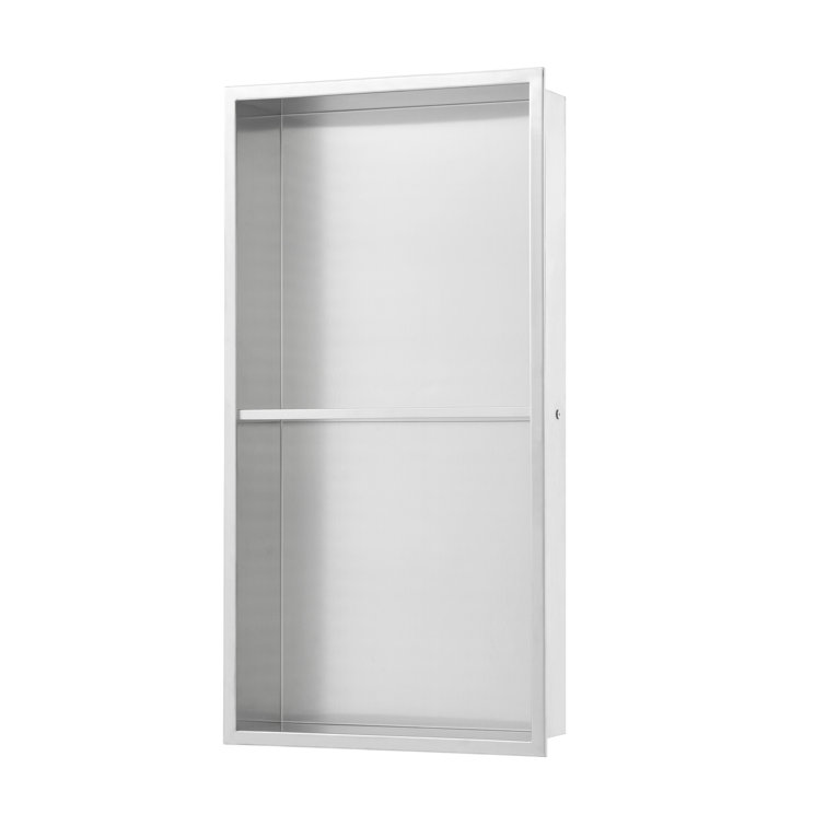 Voltaire Matte Chrome Stainless Steel Double Shelf Wall Niche