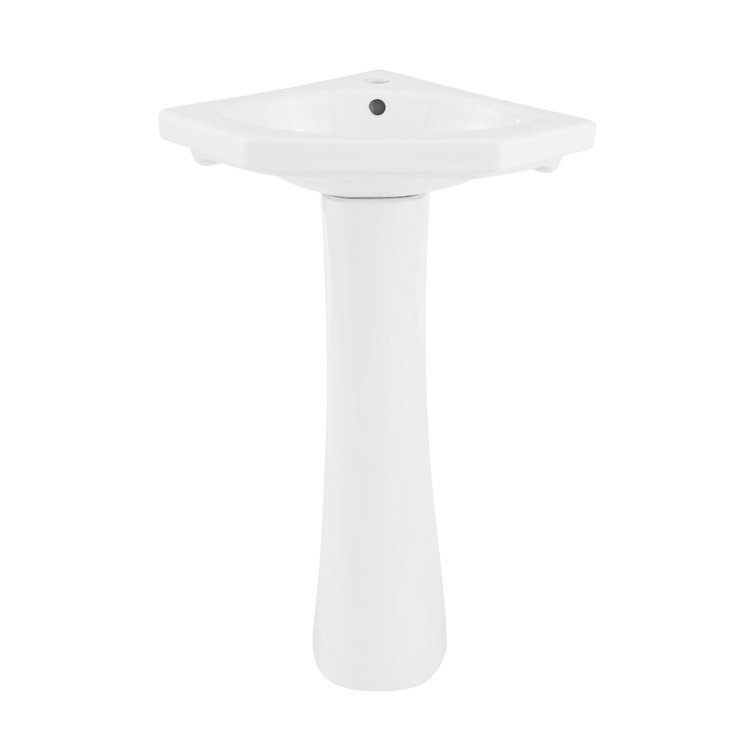 St. Tropez White Ceramic Corner Pedestal Sink