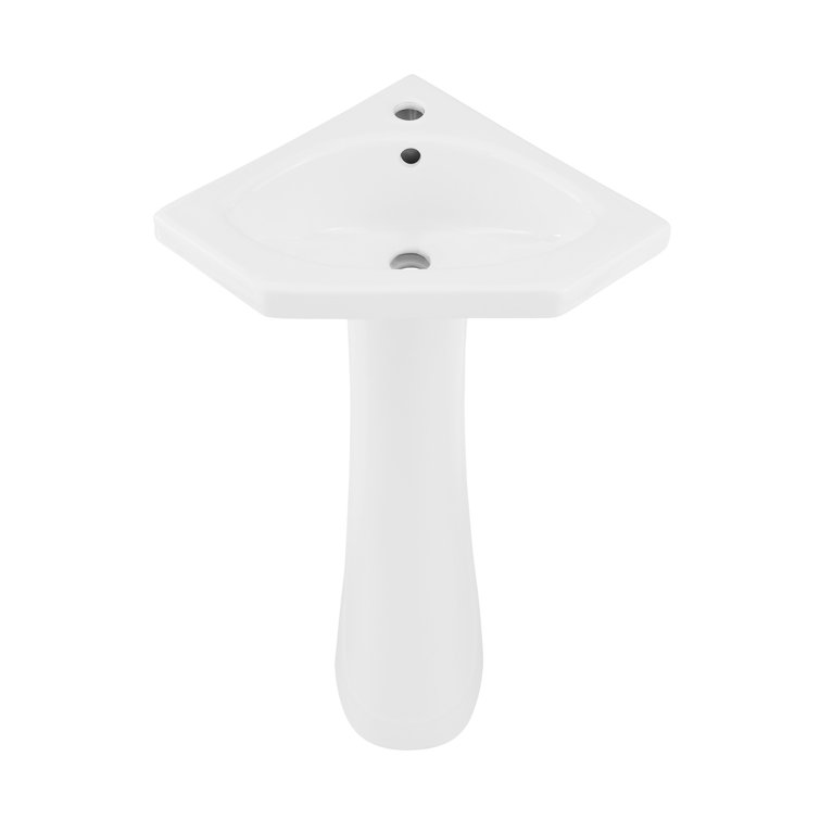St. Tropez White Ceramic Corner Pedestal Sink