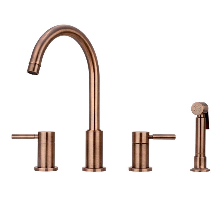 Antique Bronze Double Handle Kitchen Faucet with Side Spray