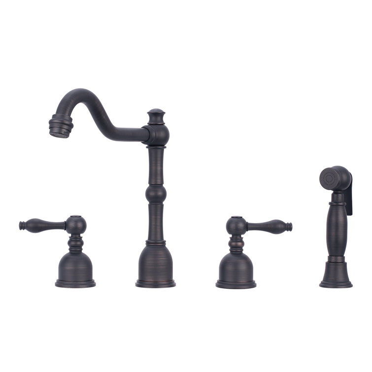 Oil Rubbed Bronze Kitchen Faucet with Side Spray and Lever Handles