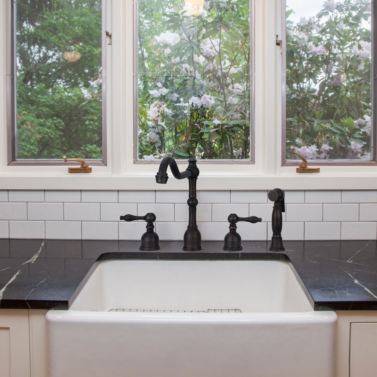 Oil Rubbed Bronze Kitchen Faucet with Side Spray and Lever Handles