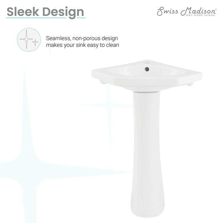 St. Tropez White Ceramic Corner Pedestal Sink