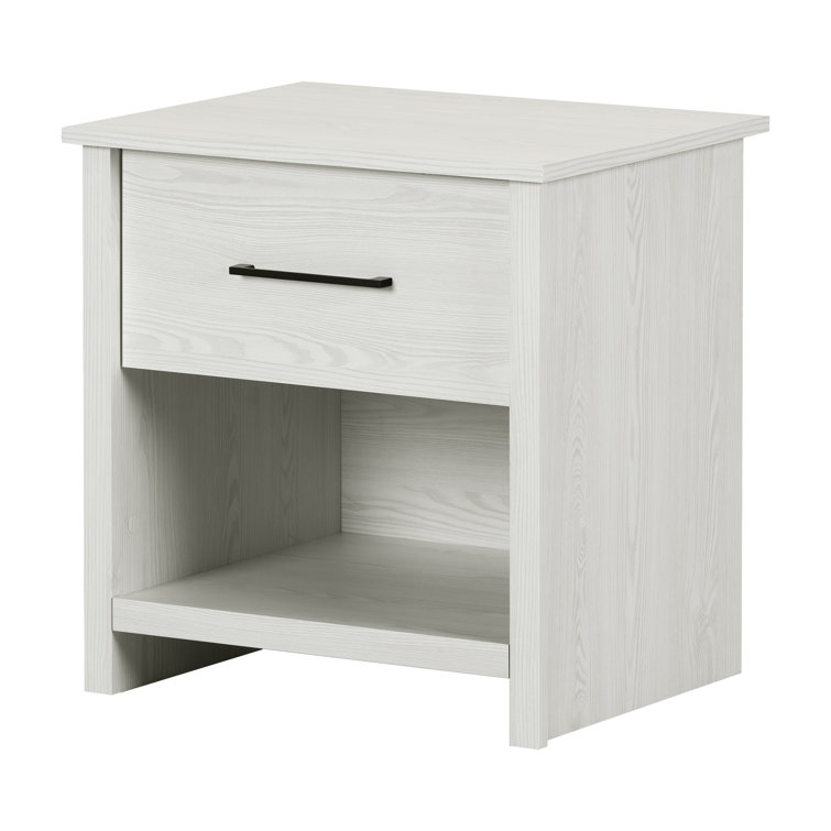 White Pine 1-Drawer Nightstand with Open Shelf