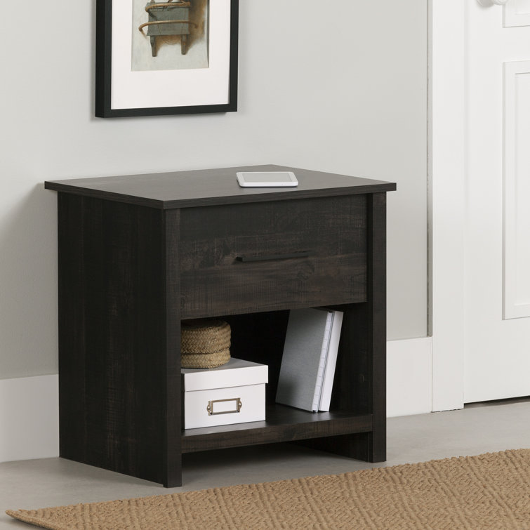 Rubbed Black Farmhouse 1-Drawer Nightstand