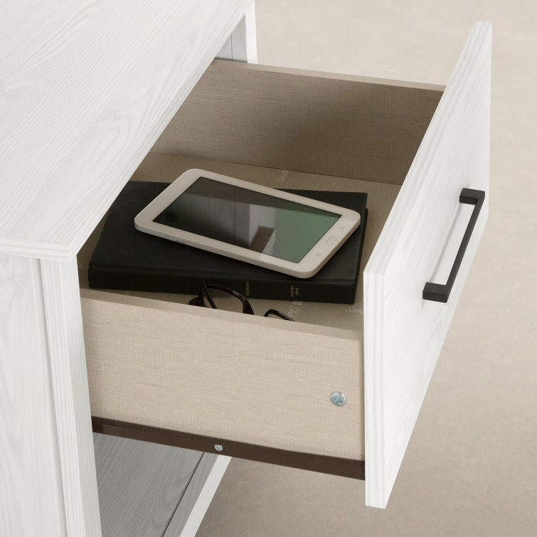White Pine 1-Drawer Nightstand with Open Shelf