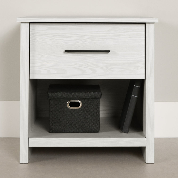 White Pine 1-Drawer Nightstand with Open Shelf