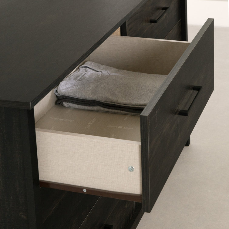 Fernley Rubbed Black Farmhouse Double Dresser with 6 Drawers