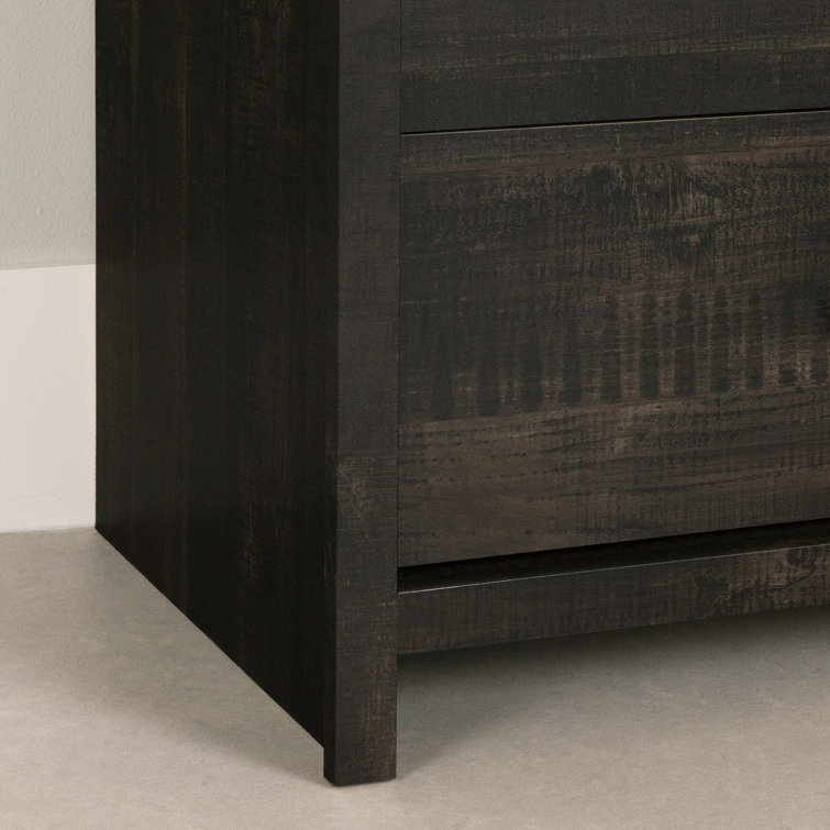 Fernley Rubbed Black Farmhouse Double Dresser with 6 Drawers