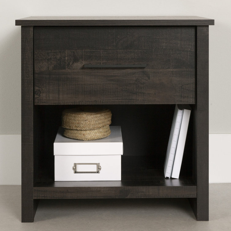 Rubbed Black Farmhouse 1-Drawer Nightstand