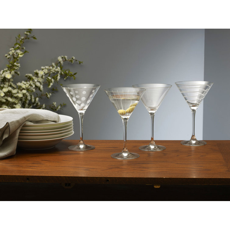 Cheers 10 oz Clear Lead Crystal Martini Glass Set