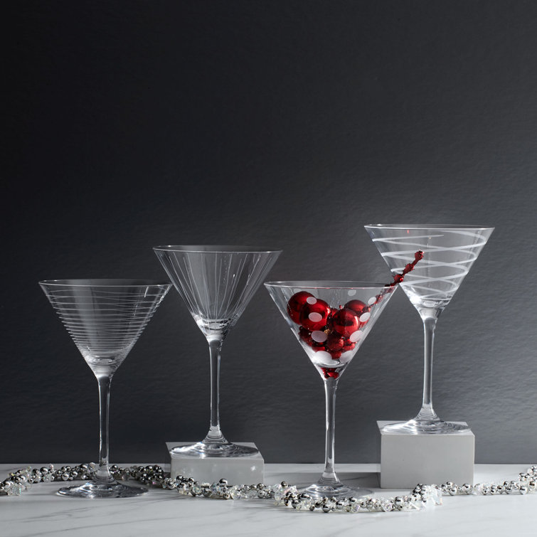 Cheers 10 oz Clear Lead Crystal Martini Glass Set