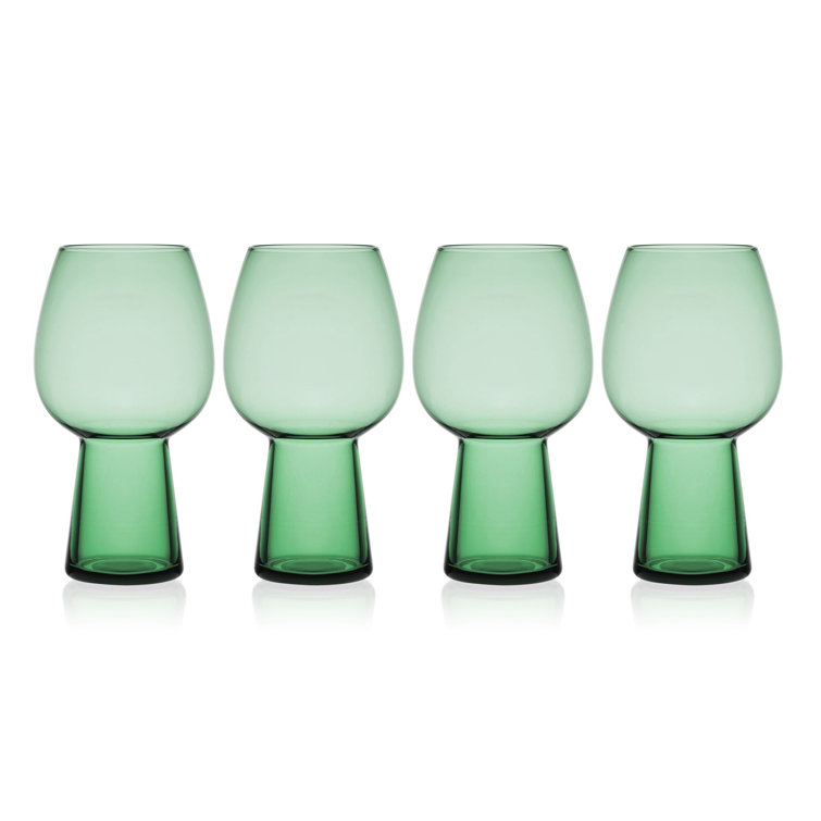 Sage Green Modern Glass Goblets, Set of 4