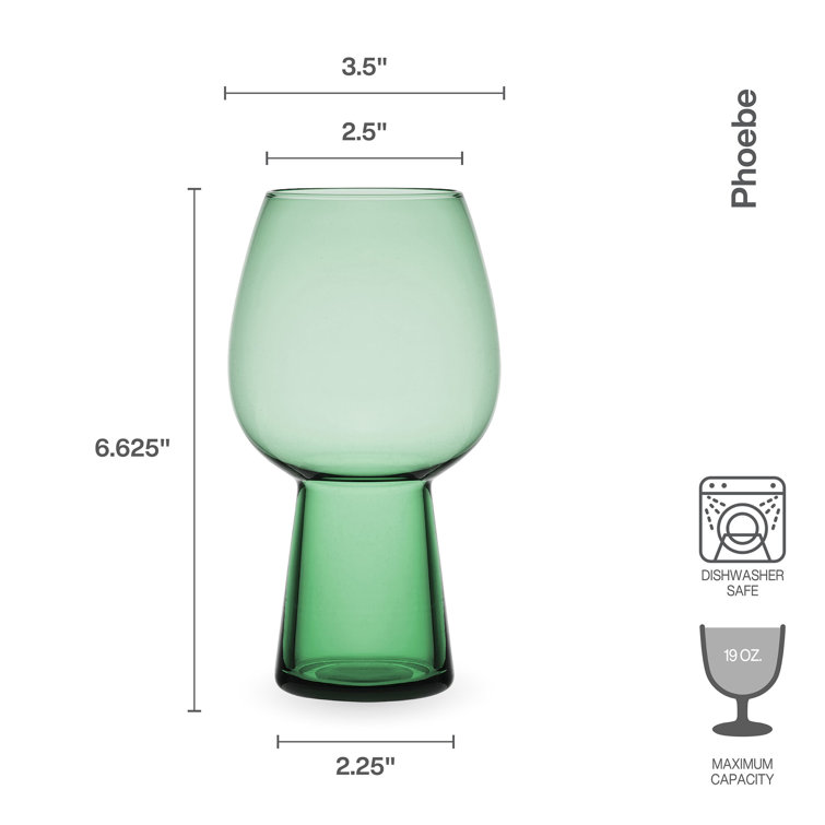 Sage Green Modern Glass Goblets, Set of 4