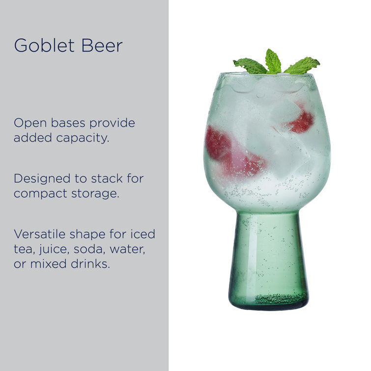 Sage Green Modern Glass Goblets, Set of 4