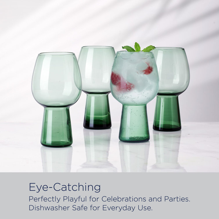 Sage Green Modern Glass Goblets, Set of 4